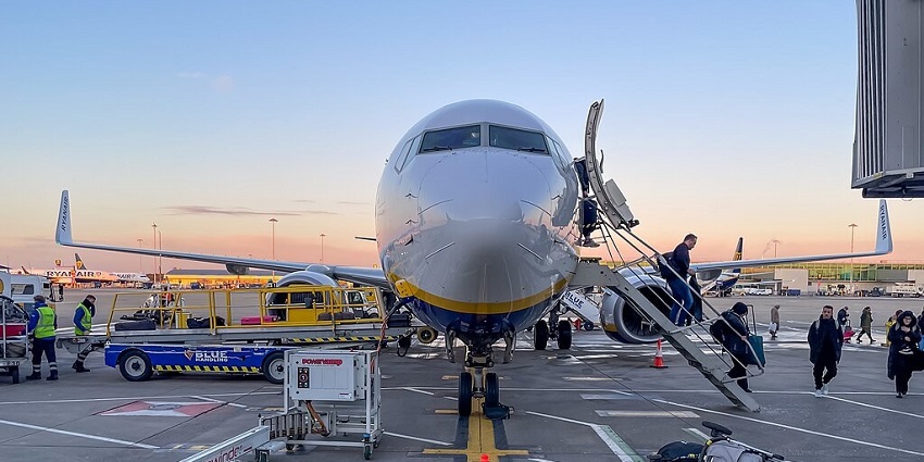 An image of the arrival hall at Stansted Airport, one of the major airports in England.