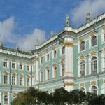 The State Hermitage Museum's Winter Palace shining in daylight, showcasing its grand architecture