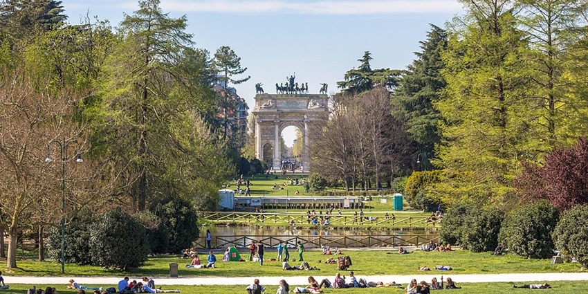 Stroll through Parco Sempione and enjoy a peaceful escape with your partner