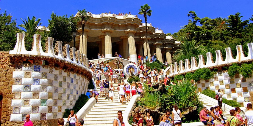 One of the things to do in Barcelona it to get lost in the colorful mosaics of Park Guell.