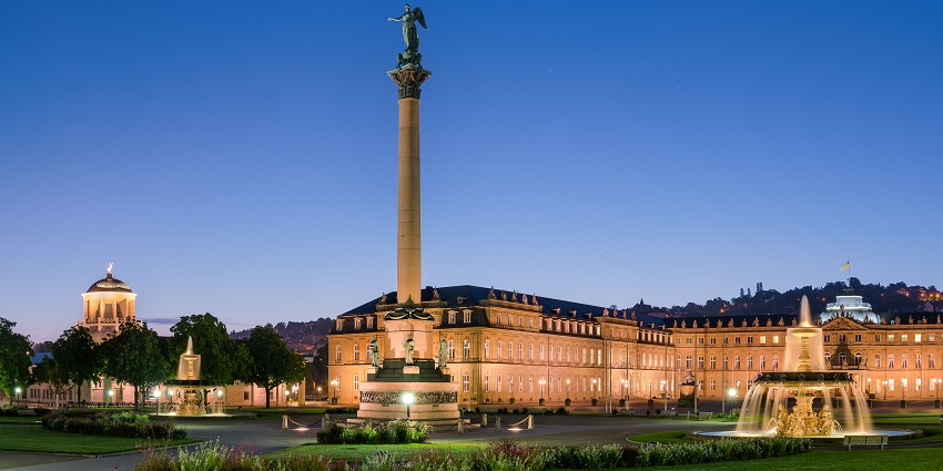 An image of Stuttgart’s Schlossplatz, a New Year celebration destination in Germany