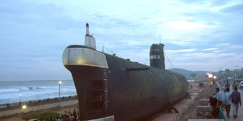 Beautiful image of the scenic INS Kurura in the Bay of Bengal in Andhra Pradesh