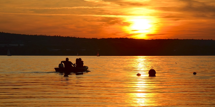 The stunning picture clicked during the sunset in a Lake similar to Veeranam lake.