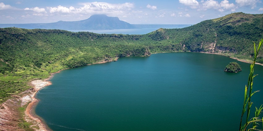 Picturesque volcanic lake with a rich history and stunning scenery on Luzon Island.