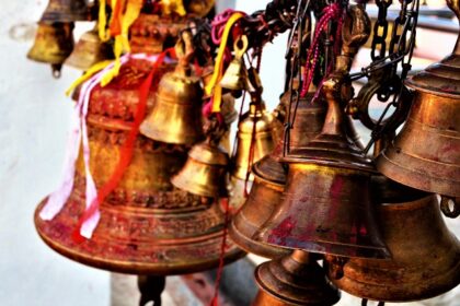 An image of bells at Tarakeswar Temple with its grand architecture and peaceful surroundings