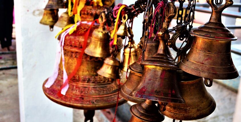 An image of bells at Tarakeswar Temple with its grand architecture and peaceful surroundings