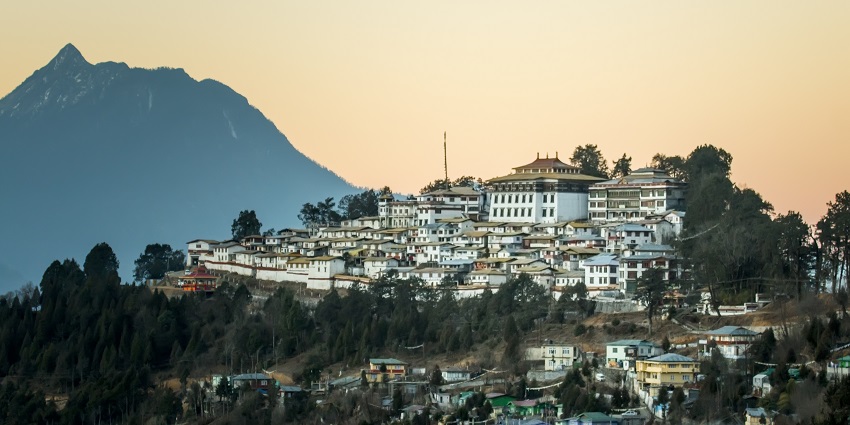 Scenic image of the iconic Tawang Monastery on the hills of Himalaya