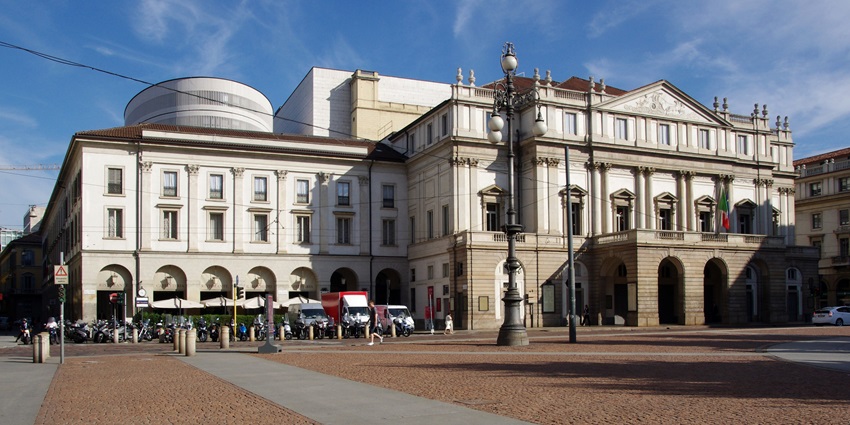 Majestic view of La Scala Opera House, a place to visit in Milan.