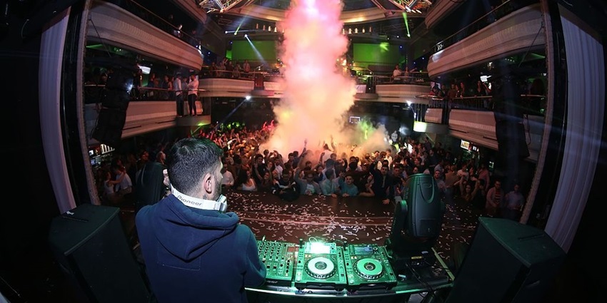 Crowded dance floor in the heart of Madrid Nightlife.
