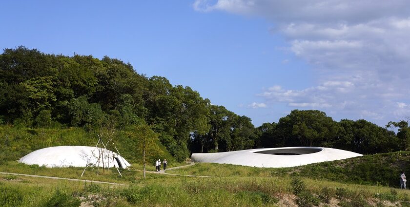 An image of Teshima Art Museum’s organic architecture harmonising with nature’s elements