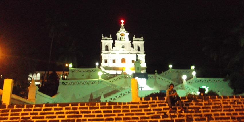 Spiritual vibes at this Church, a place to visit in Panjim at night