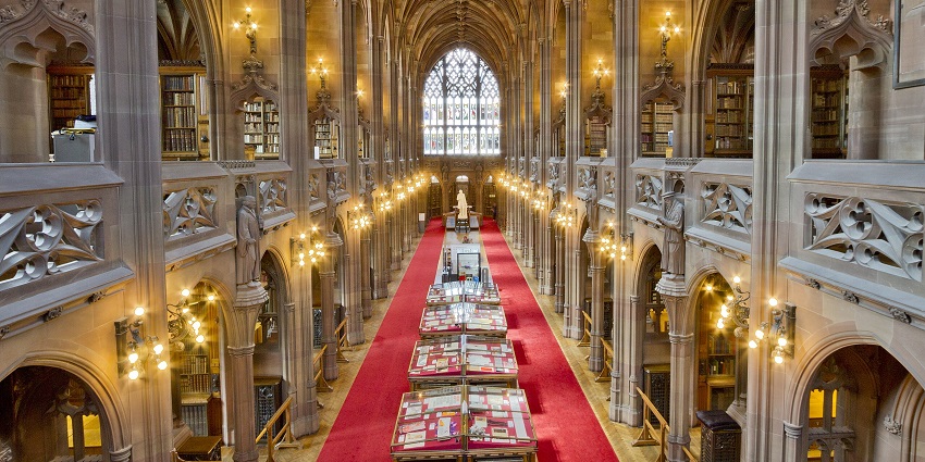 The entrance of The John Rylands Library, a place near the Manchester Art Gallery.