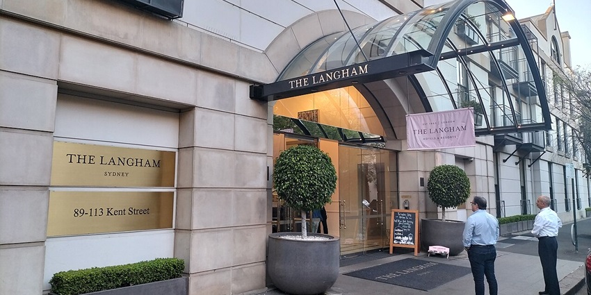 Langham Sydney entrance on Kent Street, offering a luxurious setting for Valentine's Day
