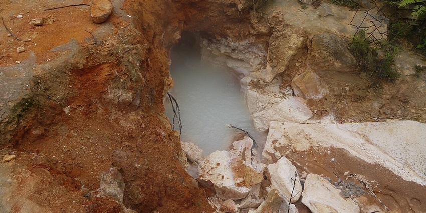 An image of tourists and pilgrims in the Vashisht Springs.