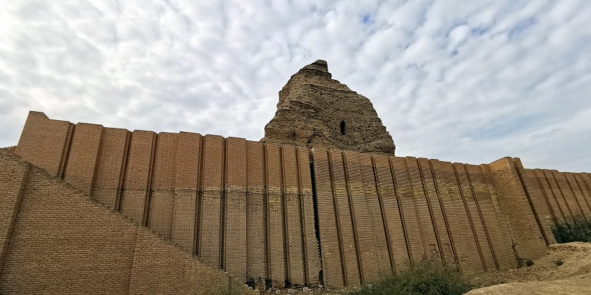 Dur-Kurigalzu (Aqar-Quf), western Baghdad, Iraq. December 29, 2021. Part of the Kassite era ziggurat appears