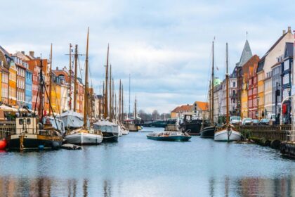 An image showing a view of boats in canal in Denmark during day time things to do in Copenhagen