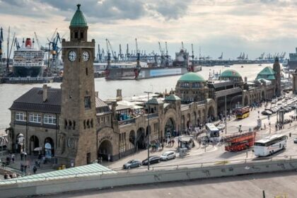 An image showing Hamburg's Landungsbrücken, a popular spot for things to do in Hamburg in December.