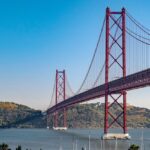 An aerial view of the stunning city of Lisbon and Golden gate bridge - things to do in Lisbon in December