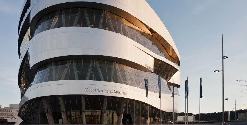 An image of the Mercedes-Benz Museum, one of the best things to see in Stuttgart.