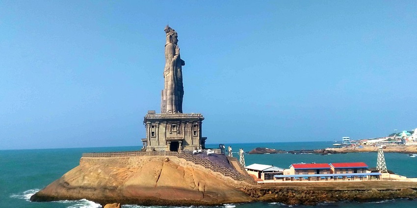 Iconic 133-foot statue honoring Tamil poet and philosopher Thiruvalluvar.