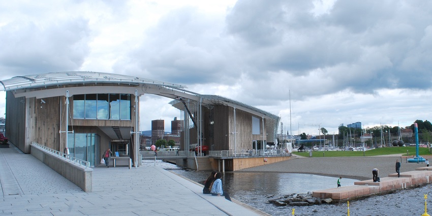 Tjuvholmen featuring the Astrup Fearnley Museum - one of the places to visit in Oslo.