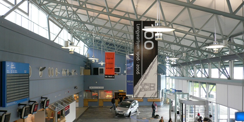 An image of the check-in area at Tromsø Airport, located in Norway.