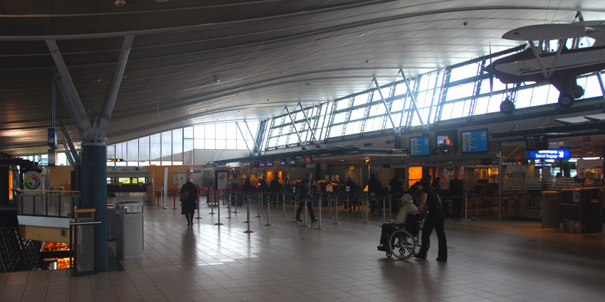 An image of the check-in area of Trondheim Airport, a major airport in Norway.