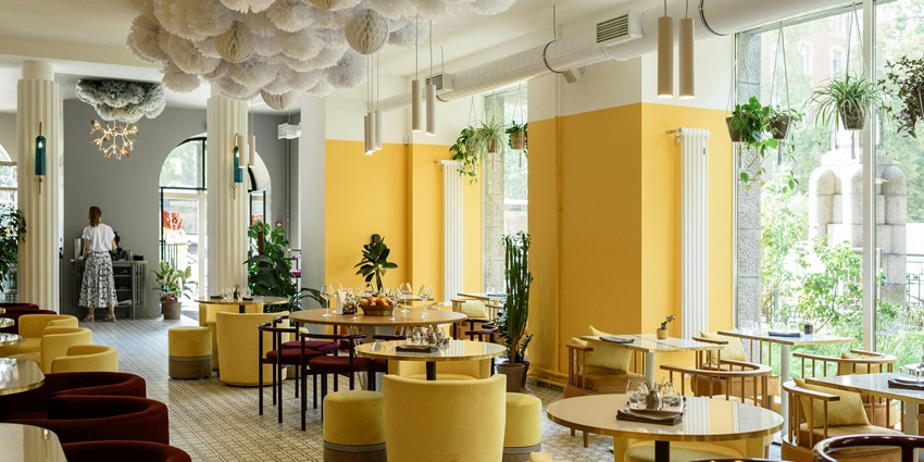 Image of a picturesque cafe interior - Delightful café serving themed desserts and treats
