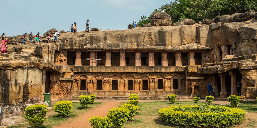 An image of Udayagiri and Khandagiri Caves in Odisha, among the ancient caves in India