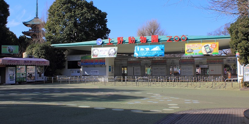 Ueno Zoo’s entrance with colorful signs, a must-visit place near Tokyo National Museum, Japan
