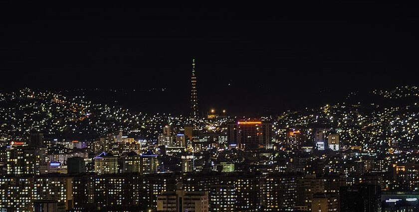 The beautiful skyline giving a glimpse of the vibrant Ulaanbaatar Mongolia nightlife.