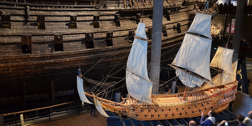 An image showing the interior of the Vasa Museum, the best place near the Viking Museum in Sweden.