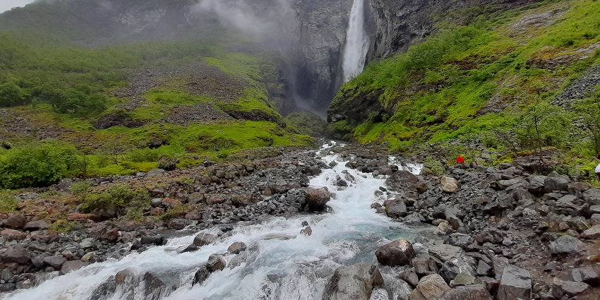 An Image of the Vettisfossen Waterfall, one of the most powerful of the Norway waterfalls.