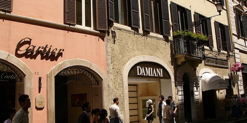 Exploring various designer stores while shopping in Rome