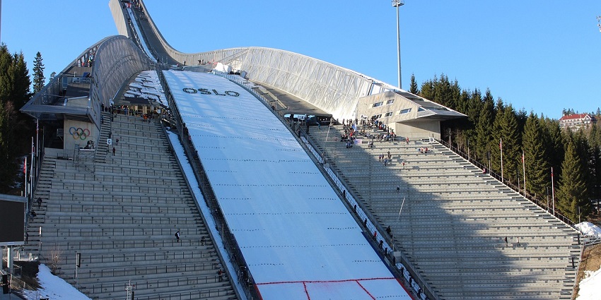 An Image of the Holmenkollen Ski jump, showcasing skiing is what to do in Oslo.