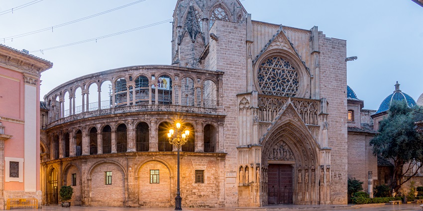 A view of architecture of the Valencia Cathedral, the most famous place in the entire city.