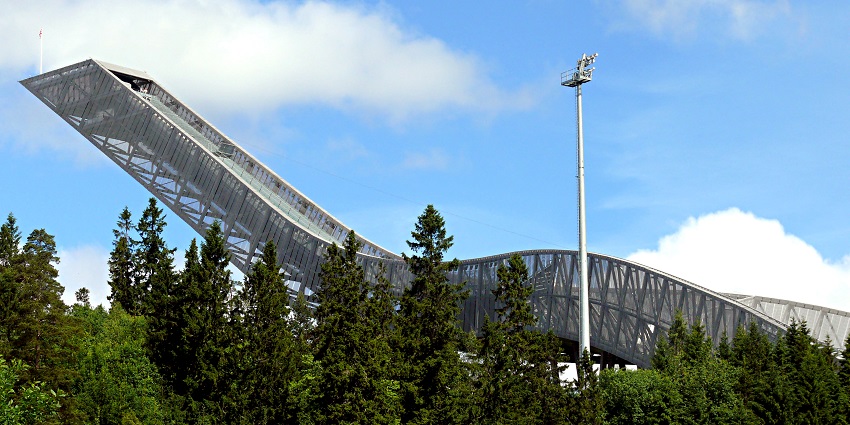 An image showing the Holmenkollen Jump Tower in Oslo, a notable landmark and ski jump