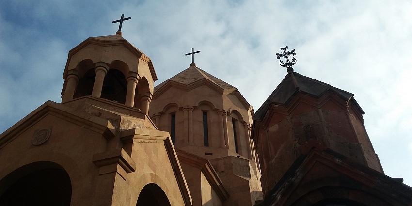 Panoramic view of Katoghike Church in Geghard Monastery.