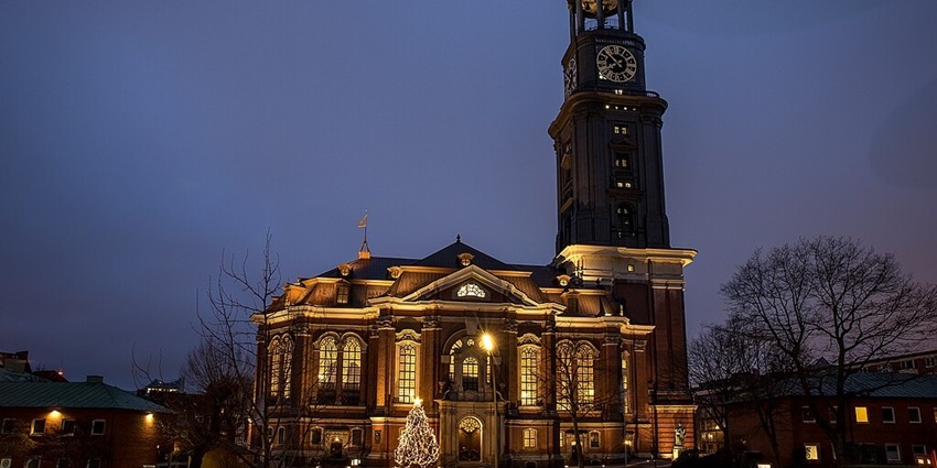 An image showing a view of St. Michael’s Church, a remarkable thing to see in Hamburg.