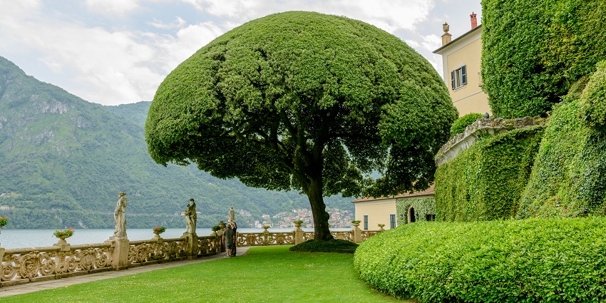 Beautiful garden in Villa del Balbianello located at the shores, one of the best things to do at Lake Como.