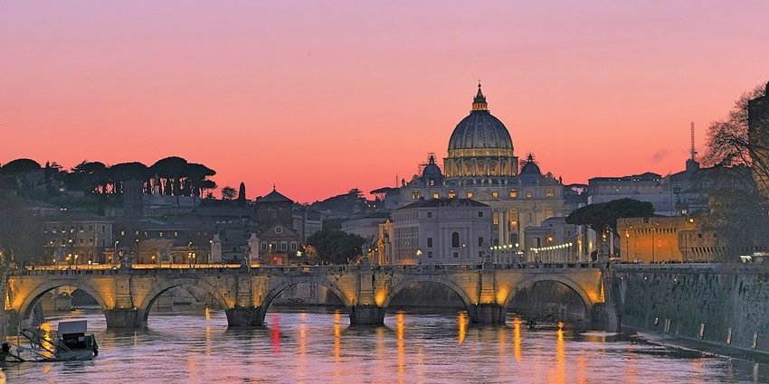 A beautiful view of the Vatican City during sunset.