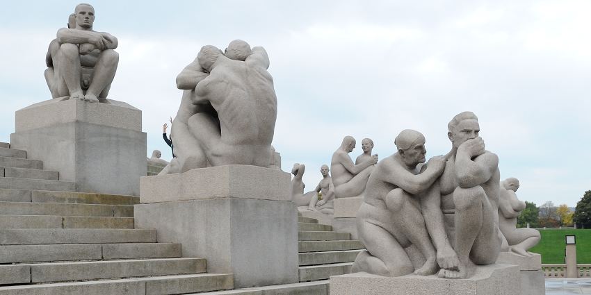 Image of sculptures near the monolith in Vigeland, highlighting the best things to do in Oslo
