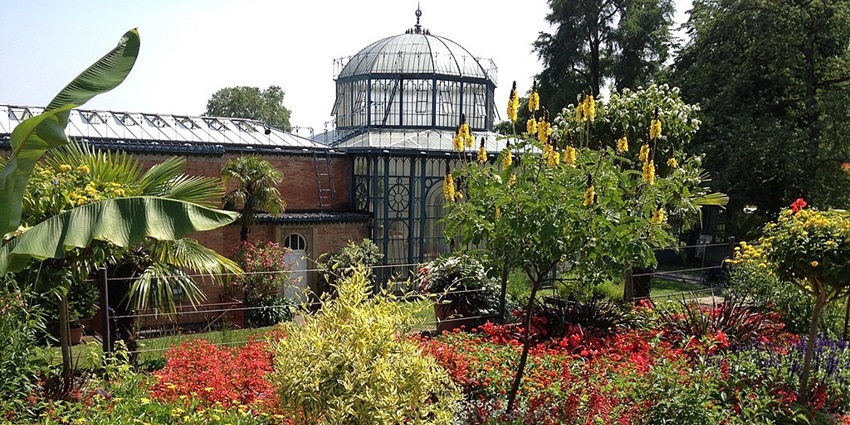 An image of exotic animals and vibrant botanical displays at Wilhelma
