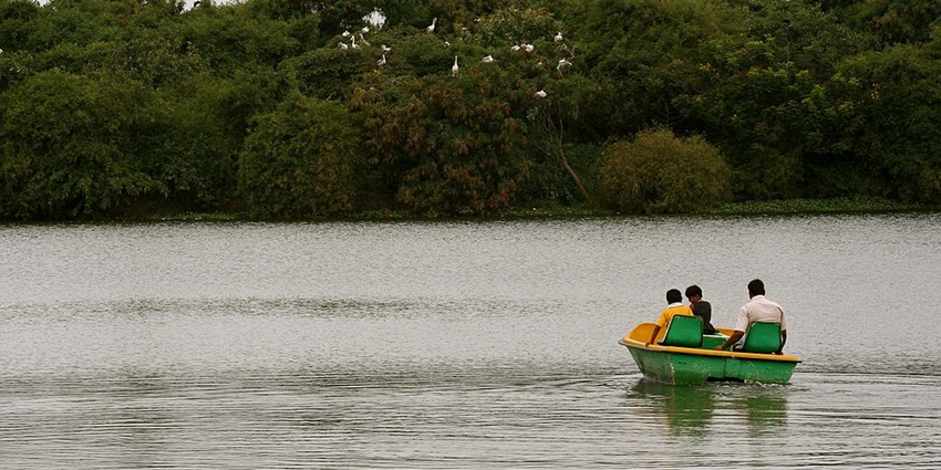 Passengers are enjoying boating with a view - one of the things to do at Damadama Lake.