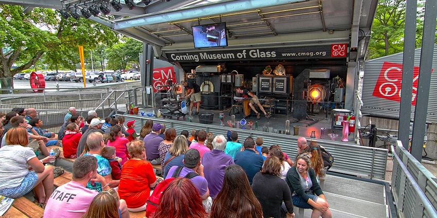 Outdoor Hot Glass Show-Corning Museum of Glass - Witness live glassblowing, beautiful thing to do in Venice