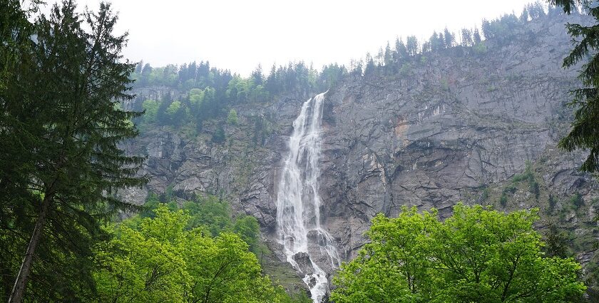 An image showing a view of the Röthbach Waterfall, one of the largest waterfalls in Germany.