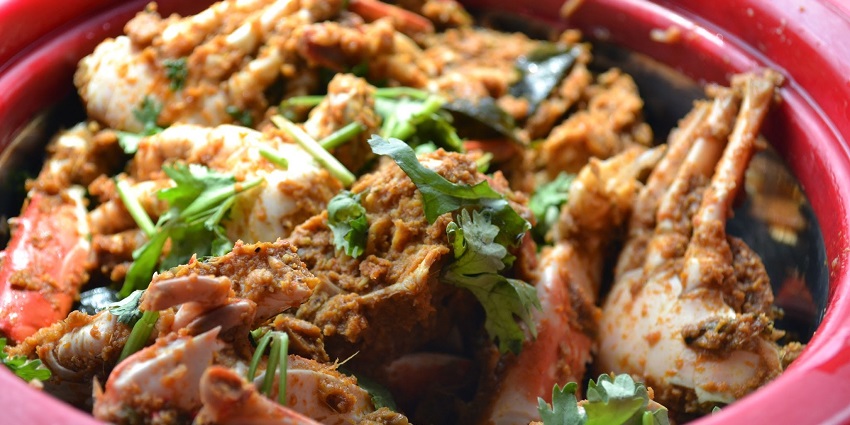 South Indian Style (Chettinad) crab curry, an absolute hit in the non-veg section.