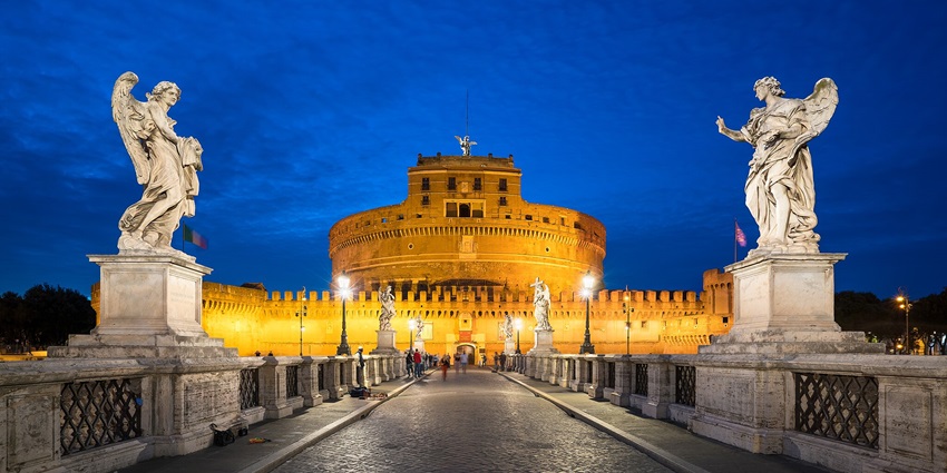 A lovely view of Rome City from an architectural masterpiece, Castel Sant’Angelo