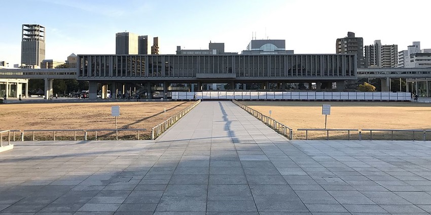Gates of Peace monument near Hiroshima Peace Memorial Museum symbolizing hope.