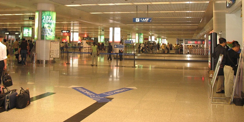 View of Xi’an Xianyang International Airport terminal inside for boarding passengers